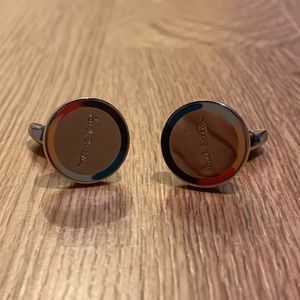 Logo-engraved Silver-tone And Enamel Cufflinks, SALE PRICE/OBO